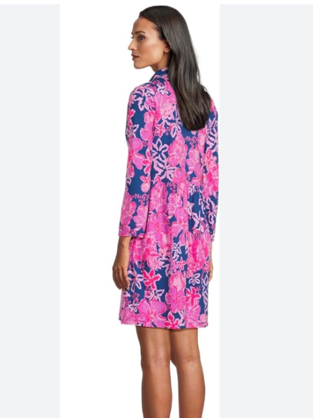 Lilly Pulitzer Xs Sarlyn popover shirtdress starlight navy once and floral - Picture 4 of 8